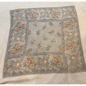 Blue Pink Floral Neck Scarf Neckwear Women Square 30x30"